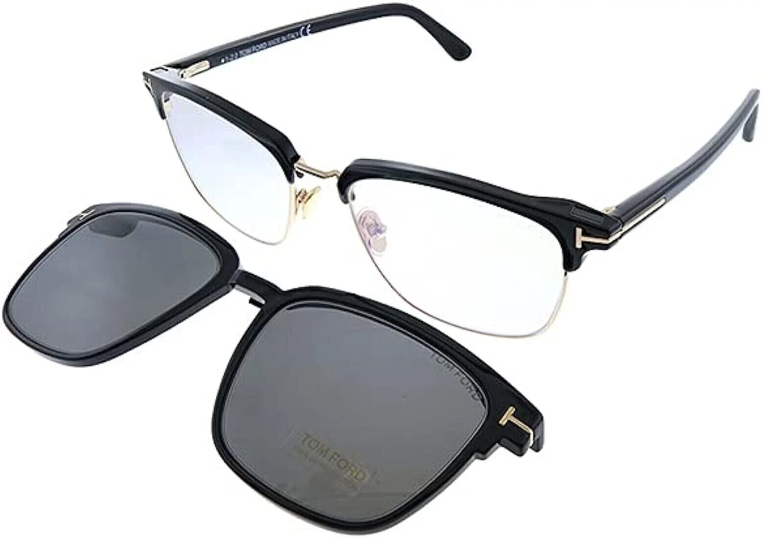 TOM FORD FT5683 B 001 Shiny Black Clear Metal blue filter 54 mm Men 2